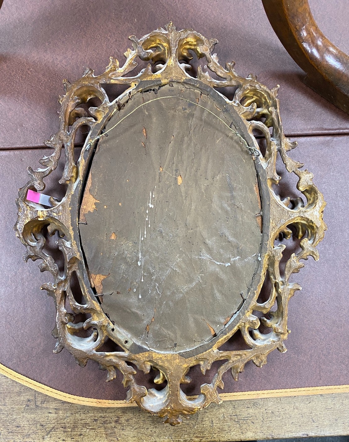 A 19th century Florentine carved giltwood mirror, width 36cm, height 48cm